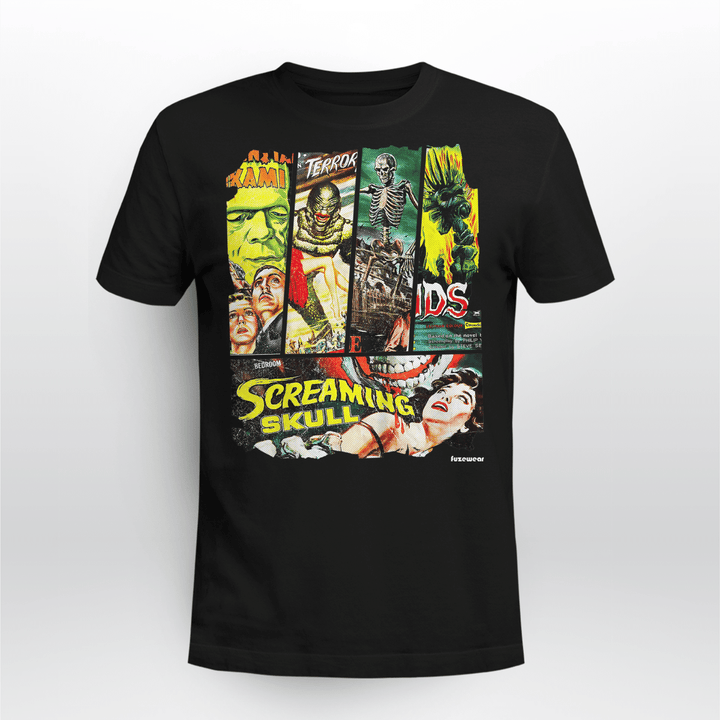 Vintage Style Sci-Fi Horror Movie Poster Collage T-Shirt