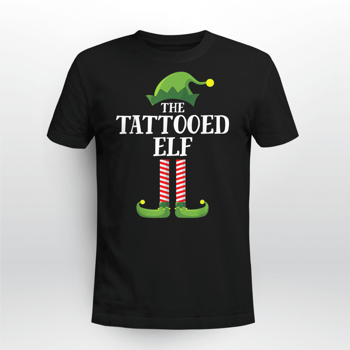 Tattooed Elf Matching Family Group Christmas Party Pajama T-Shirt