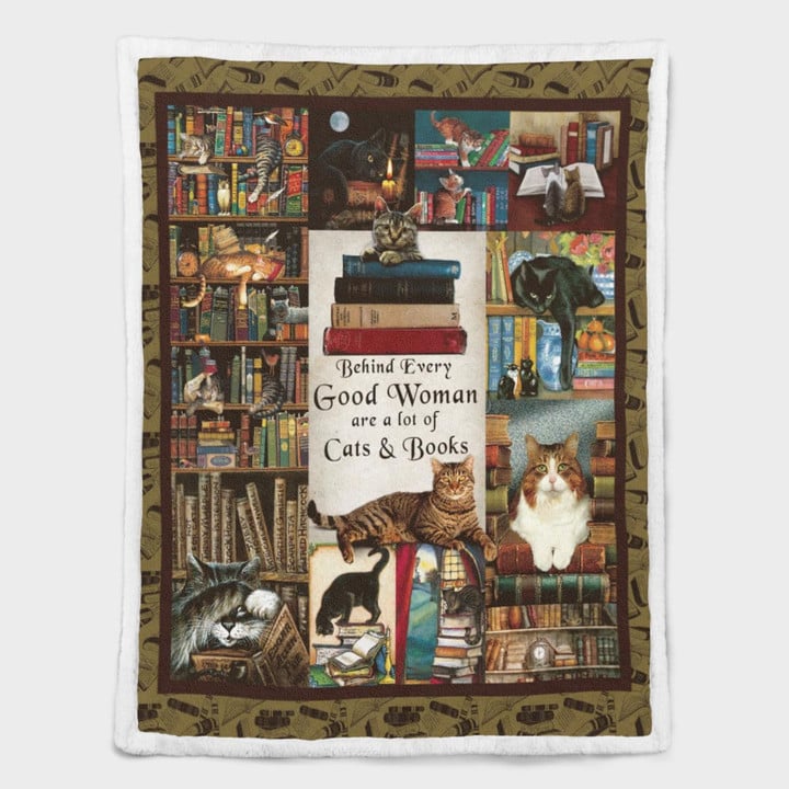 Behind Every Good Woman Are A Lot Of Cats And Books Blanket