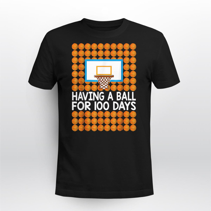 100 Days Of School Basketball 100th Day Balls Gift For Boys T-Shirt