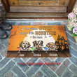 The Wicked Witch and Her Little Monsters Custom Door Cards for Dog Lovers, Doormat Home Decor, Custom Dog Mat, Dog Halloween Doormat -