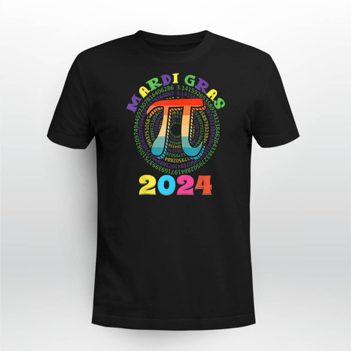 Mardi Gras 2024 Happy Pi Day Mathematic Math Teacher Student T-Shirt