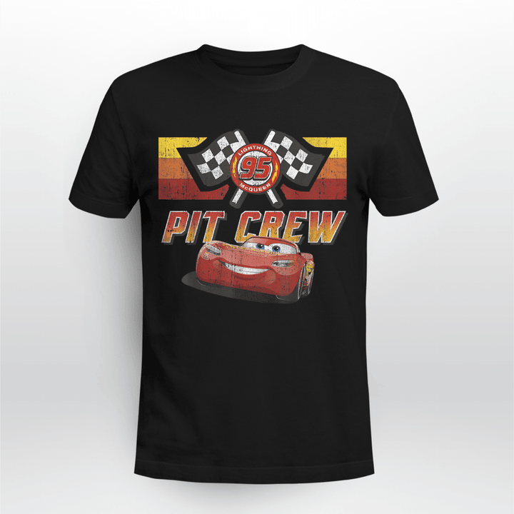 Pixar Cars McQueen Pit Crew Red Distressed T-Shirt