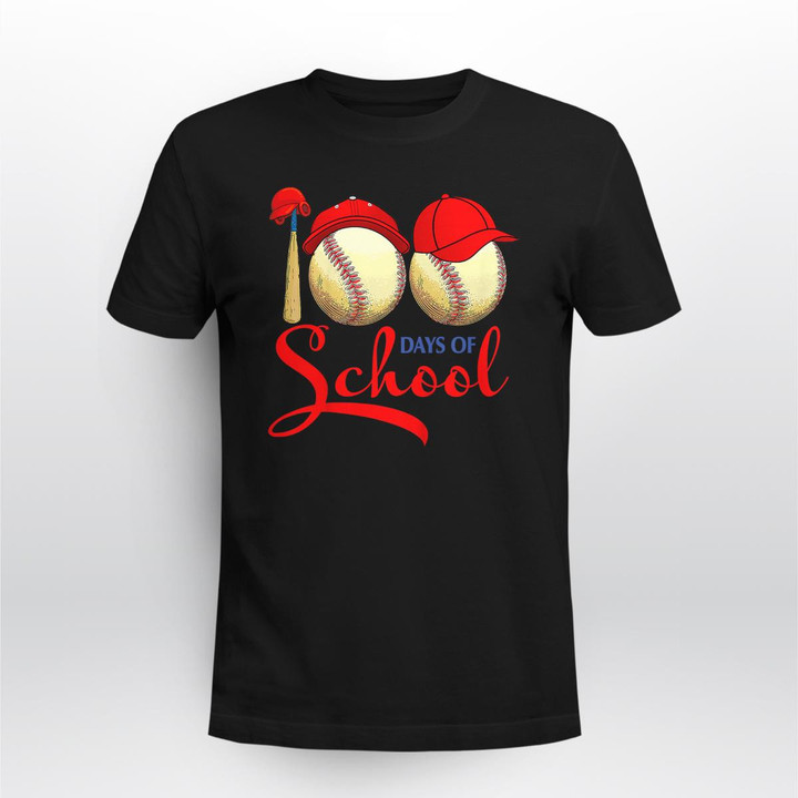 100 Days of School Baseball Teacher Kids 100th Day Of School T-Shirt