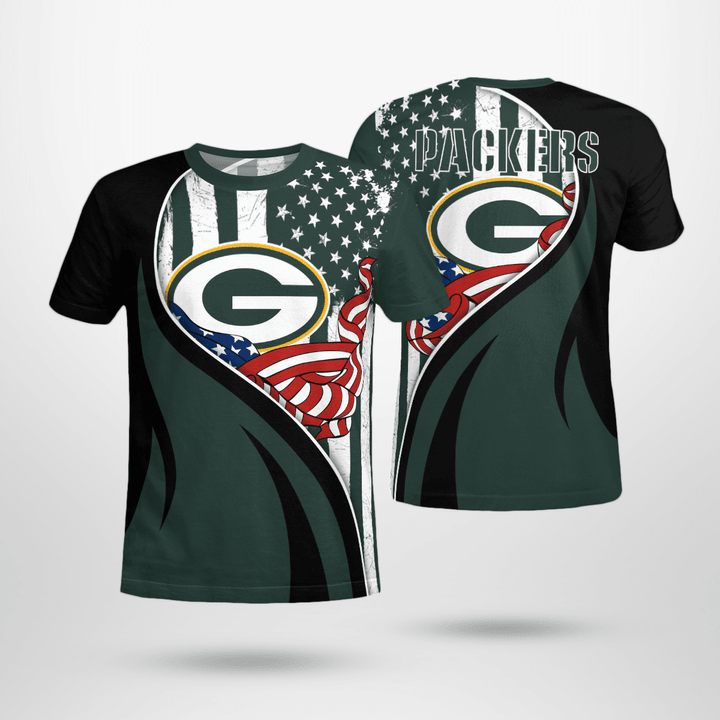 Green Bay Packers Pride America Flag AOP T-shirt