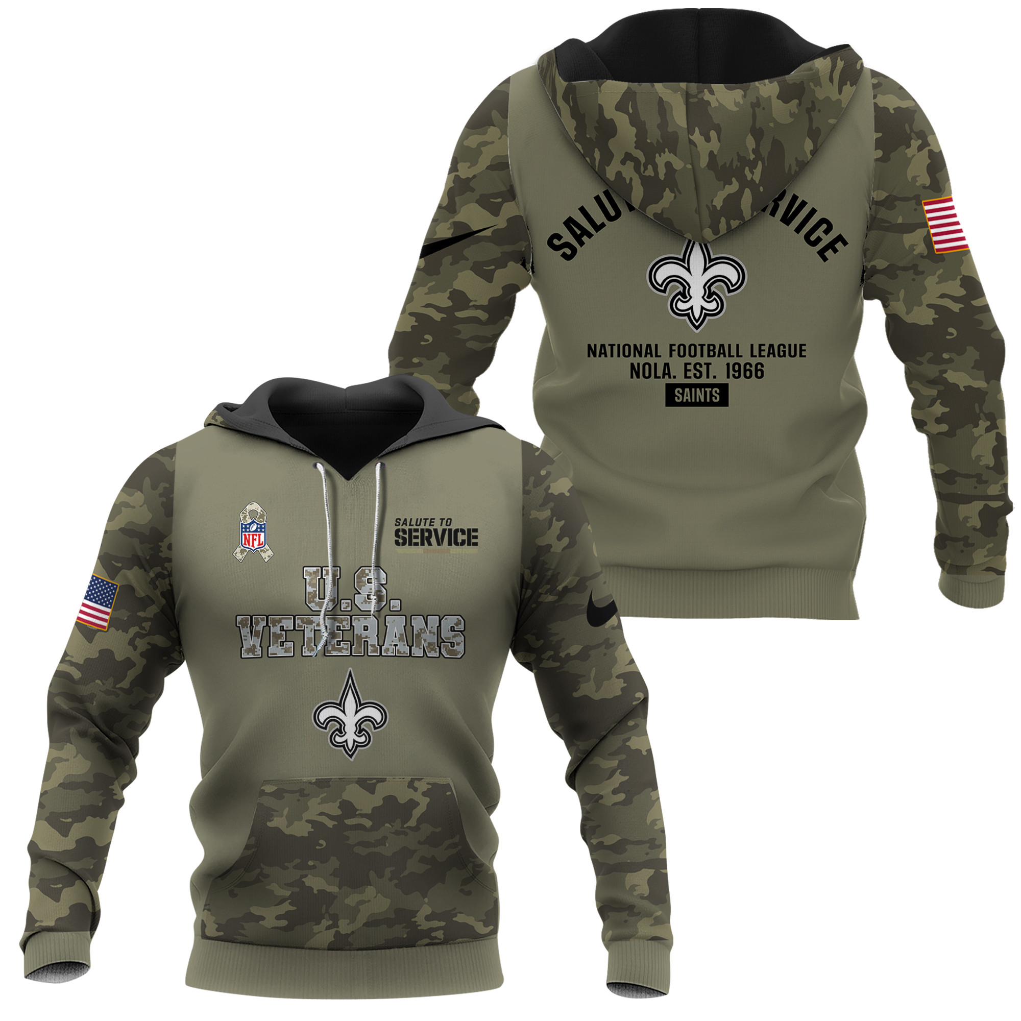 New Orleans Saints Military Appreciation U.S. Veterans Camo