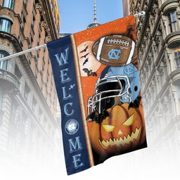 North Carolina Tar Heels Halloween Pumpkin Flag