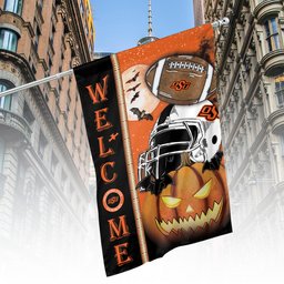 Oklahoma State Cowboys Halloween Pumpkin Flag