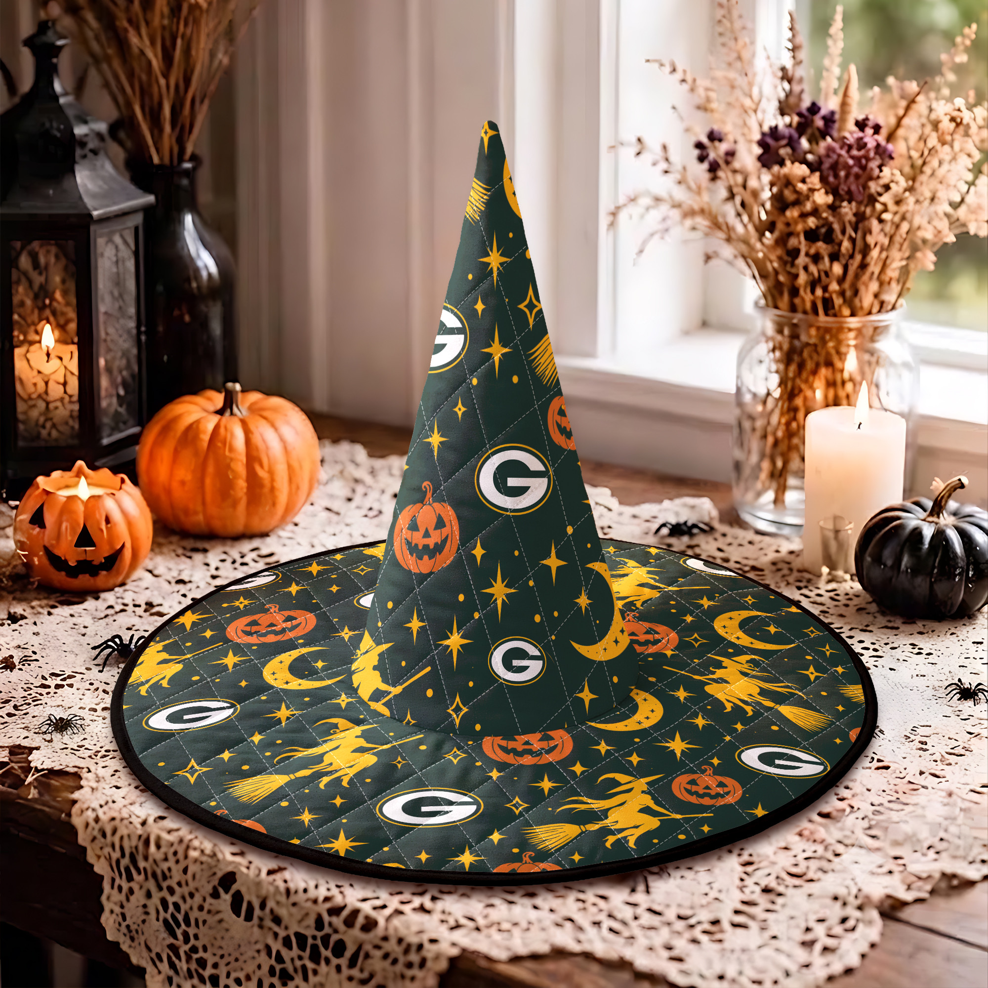 Green Bay Packers Halloween Quilted Witch Hat