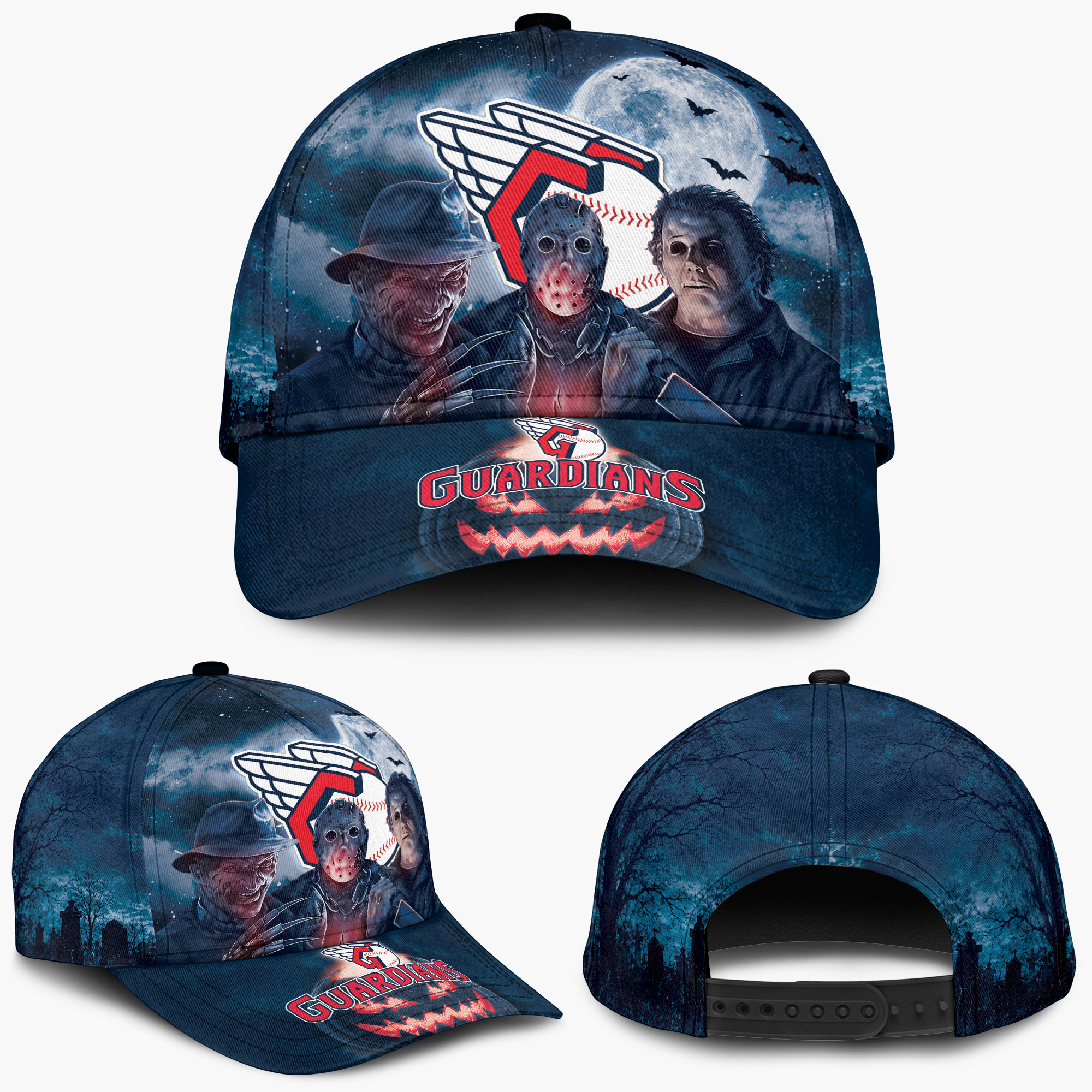 Cleveland Guardians Horror Movie Characters Baseball Cap