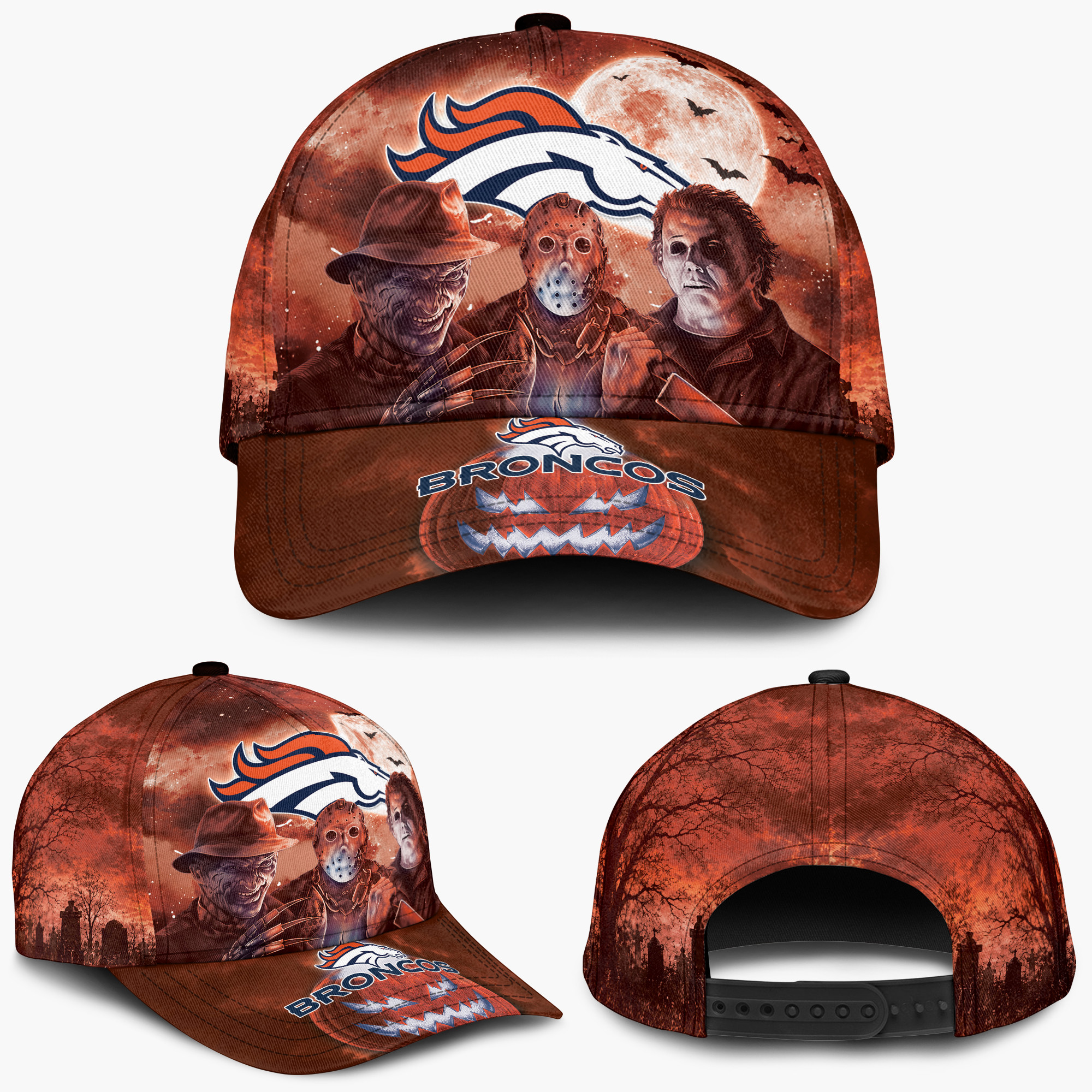 Denver Broncos Horror Movie Characters Baseball Cap