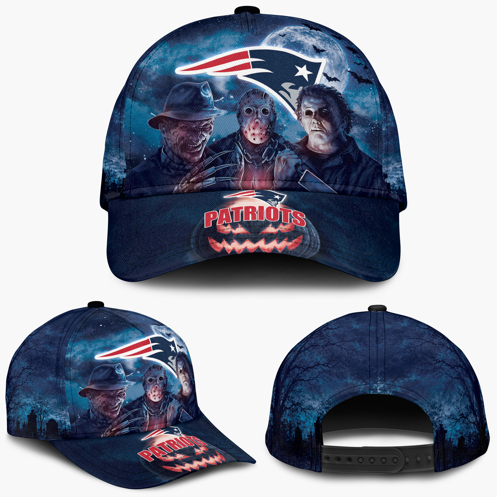 New England Patriots Horror Movie Characters Baseball Cap