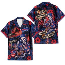 Buffalo Bills Gothic Never Burn Yourself Button Shirt