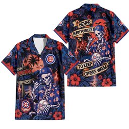 Chicago Cubs Gothic Never Burn Yourself Button Shirt