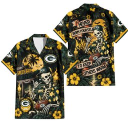 Green Bay Packers Gothic Never Burn Yourself Button Shirt