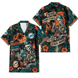 Miami Dolphins Gothic Never Burn Yourself Button Shirt