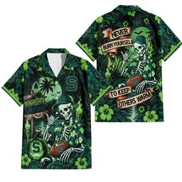 Michigan State Spartans Gothic Never Burn Yourself Button Shirt