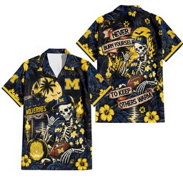 Michigan Wolverines Gothic Never Burn Yourself Button Shirt