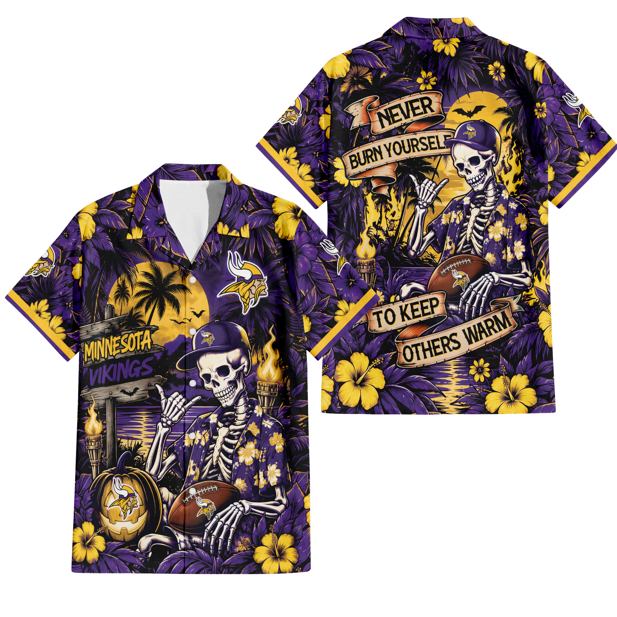 Minnesota Vikings Gothic Never Burn Yourself Button Shirt