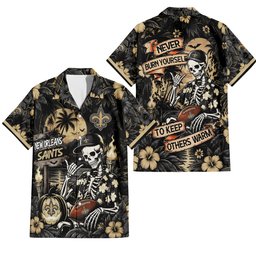 New Orleans Saints Gothic Never Burn Yourself Button Shirt