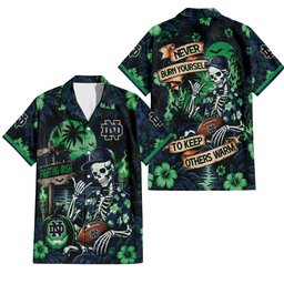 Notre Dame Fighting Irish Gothic Never Burn Yourself Button Shirt