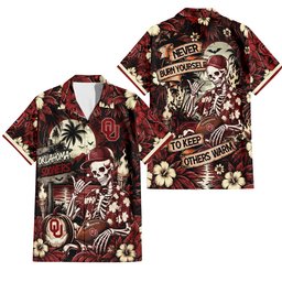 Oklahoma Sooners Gothic Never Burn Yourself Button Shirt