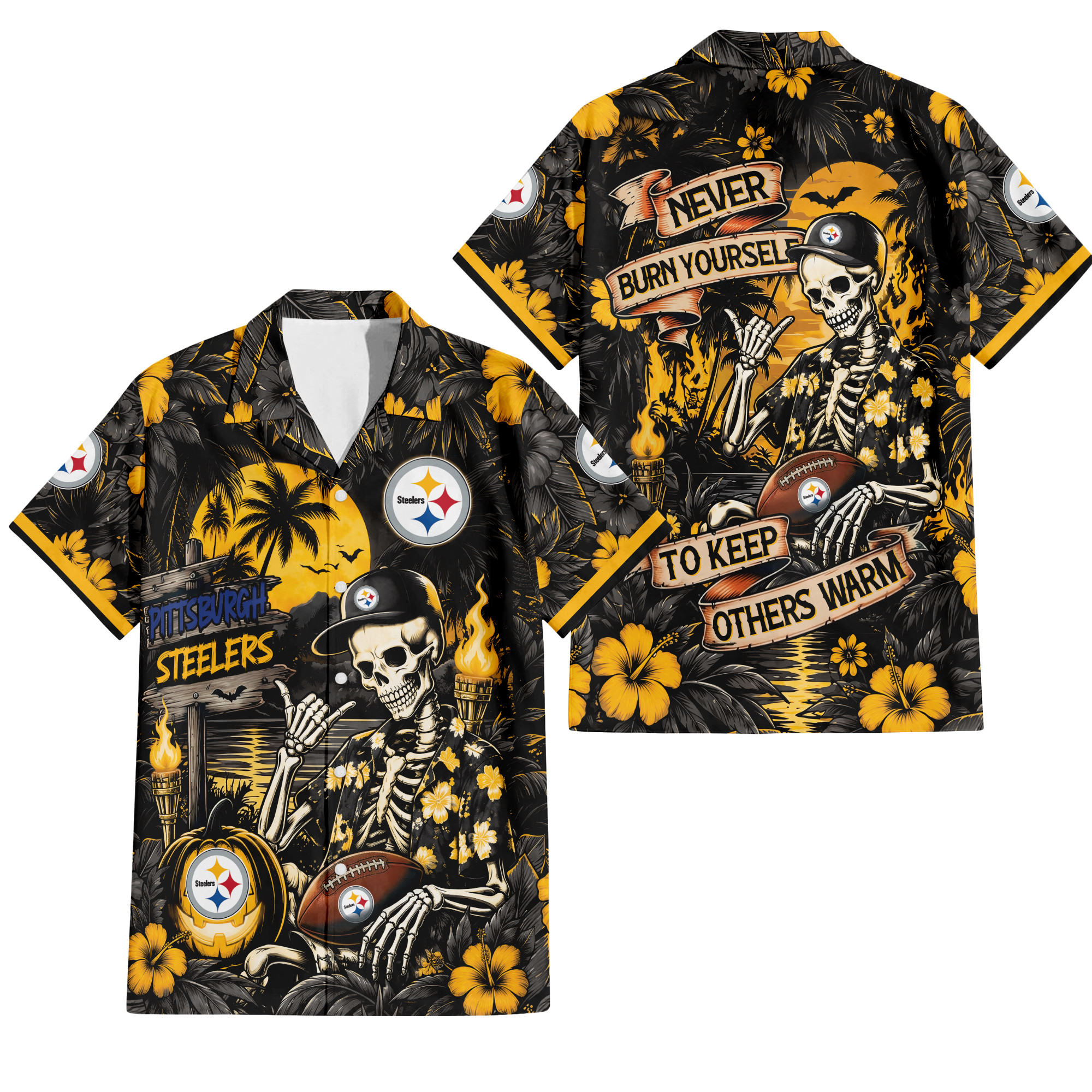 Pittsburgh Steelers Gothic Never Burn Yourself Button Shirt