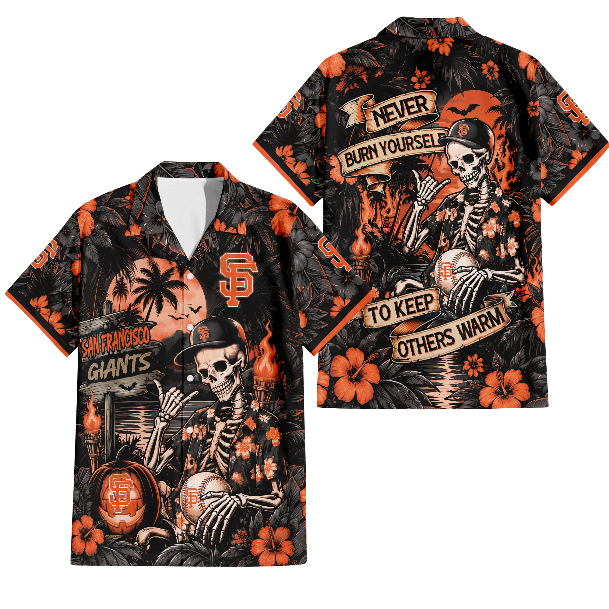San Francisco Giants Gothic Never Burn Yourself Button Shirt