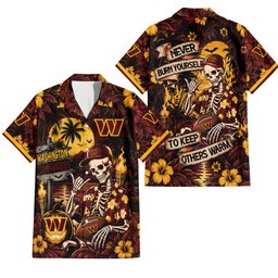 Washington Commanders Gothic Never Burn Yourself Button Shirt