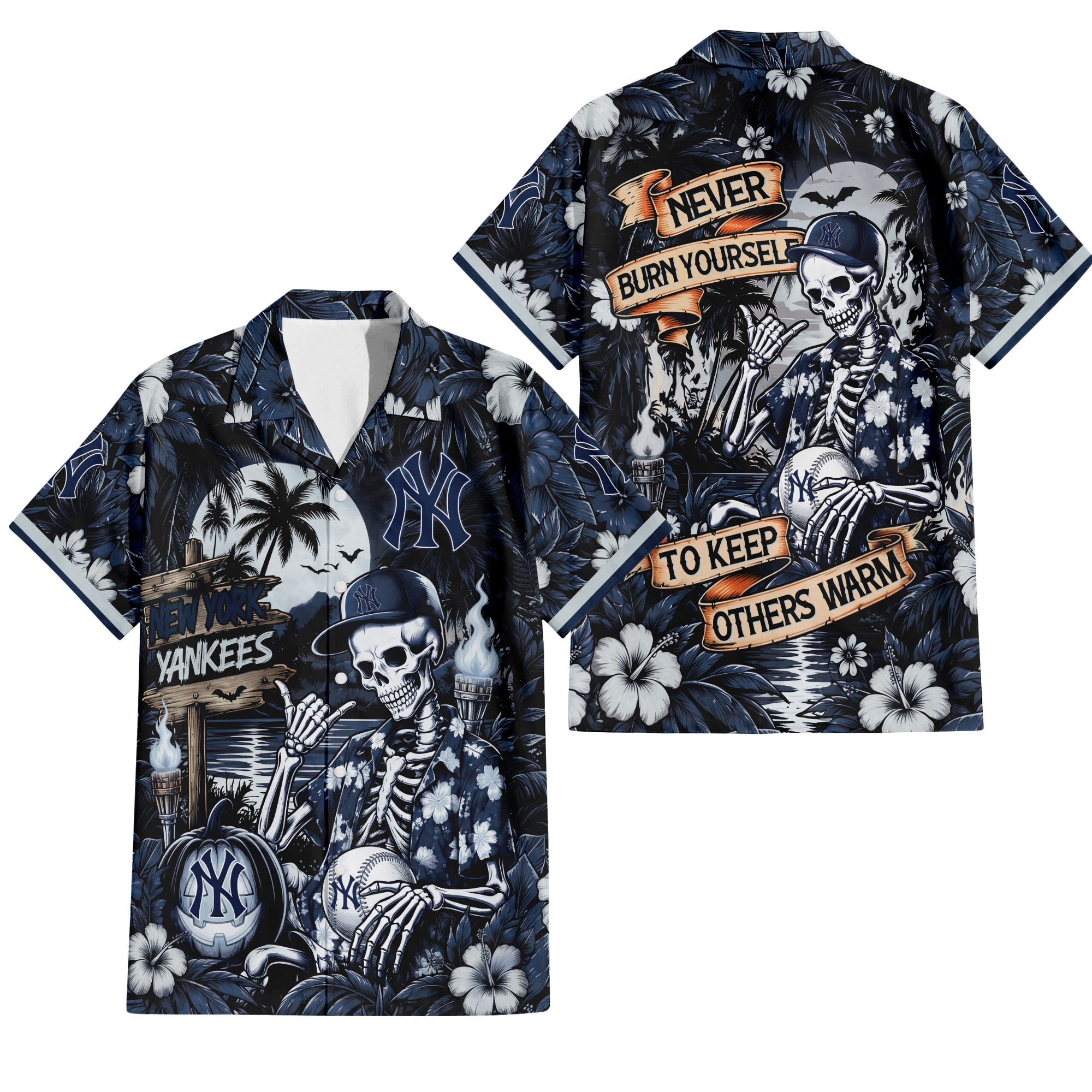New York Yankees Gothic Never Burn Yourself Button Shirt