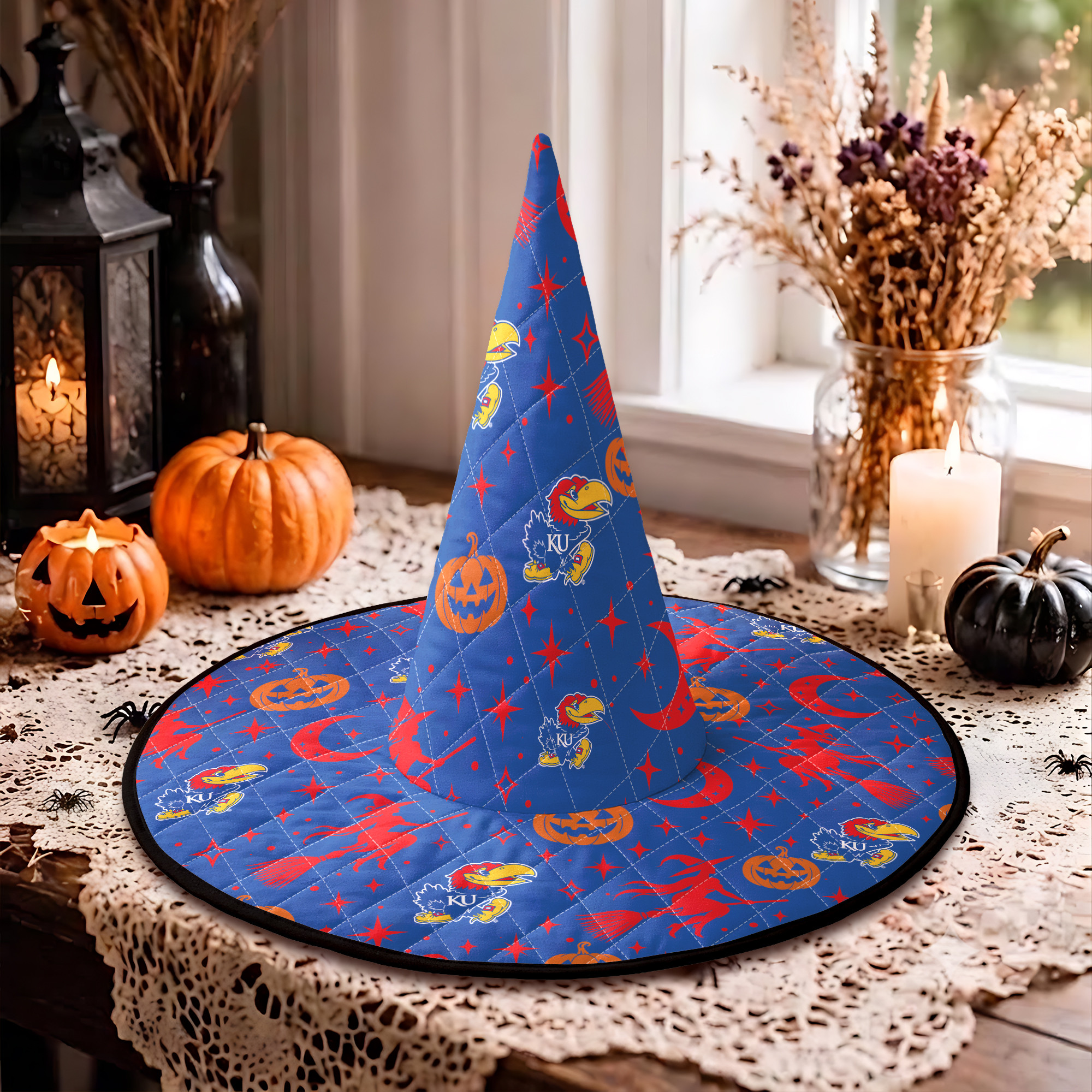 Kansas Jayhawks Halloween Quilted Witch Hat