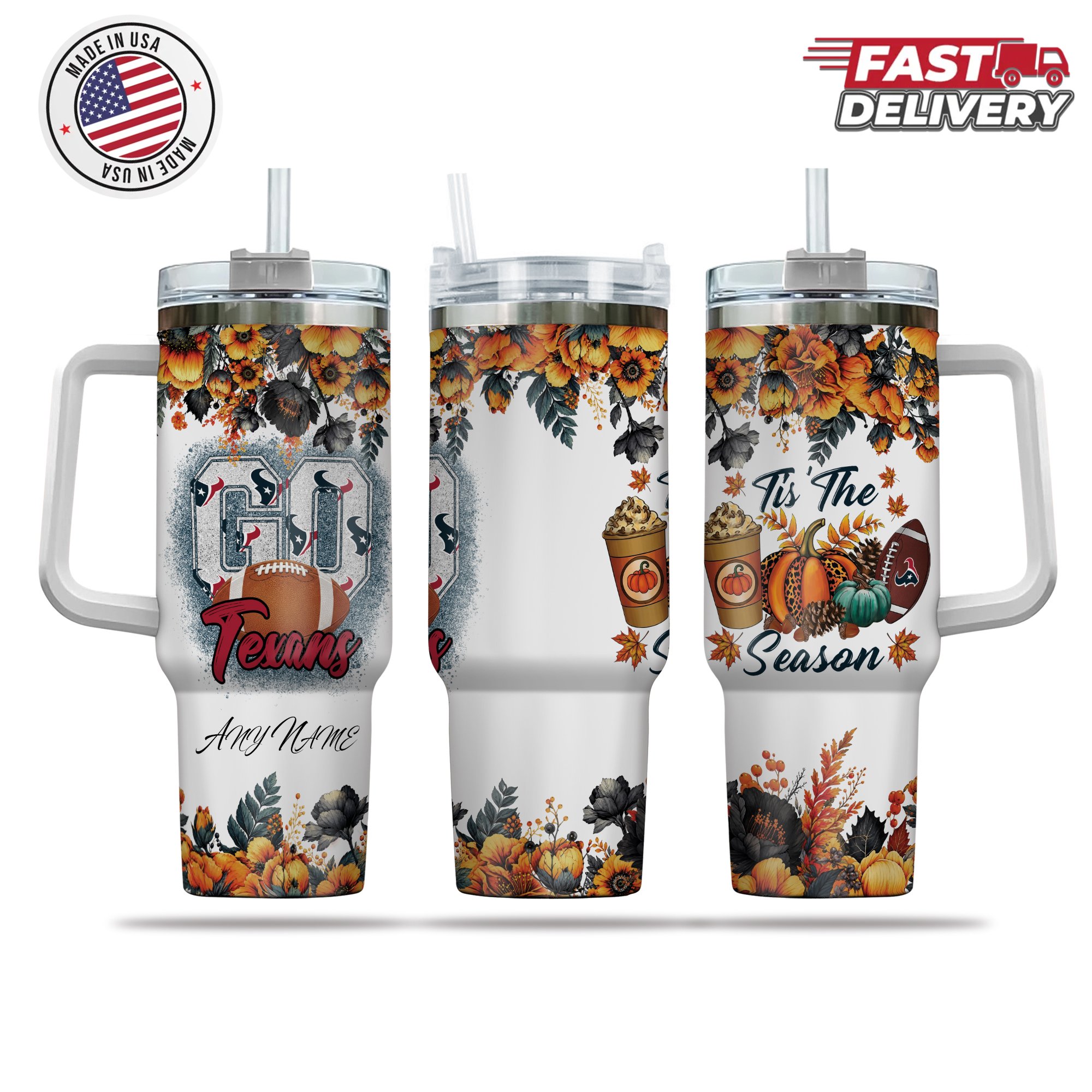 Houston Texans Tis The Season Personalized 40oz Tumbler