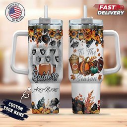 Las Vegas Raiders Tis The Season Personalized 40oz Tumbler