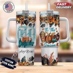 Miami Dolphins Tis The Season Personalized 40oz Tumbler