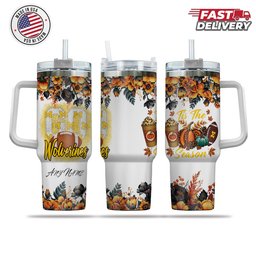 Michigan Wolverines Tis The Season Personalized 40oz Tumbler