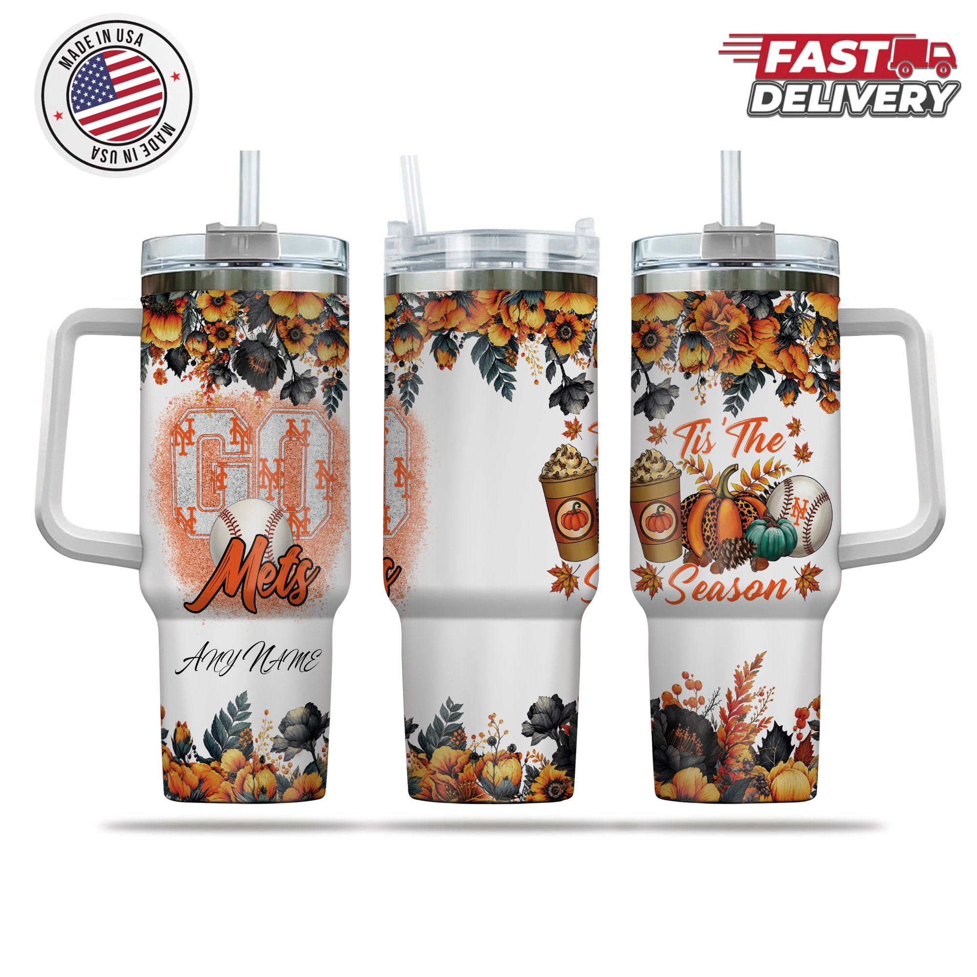 New York Mets Tis The Season Personalized 40oz Tumbler