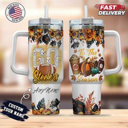 Pittsburgh Steelers Tis The Season Personalized 40oz Tumbler