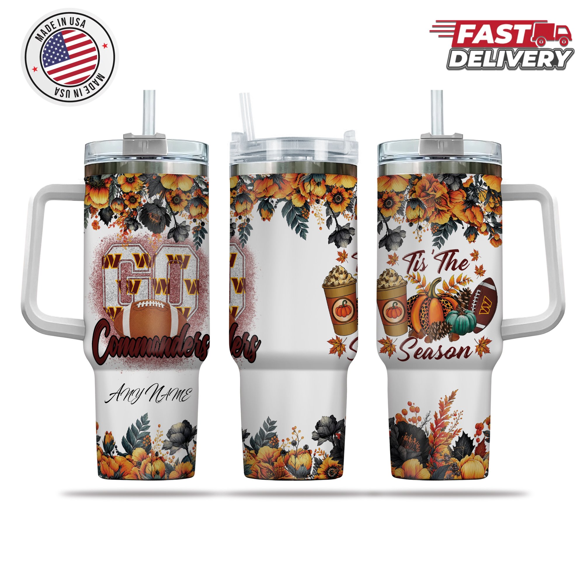 Washington Commanders Tis The Season Personalized 40oz Tumbler