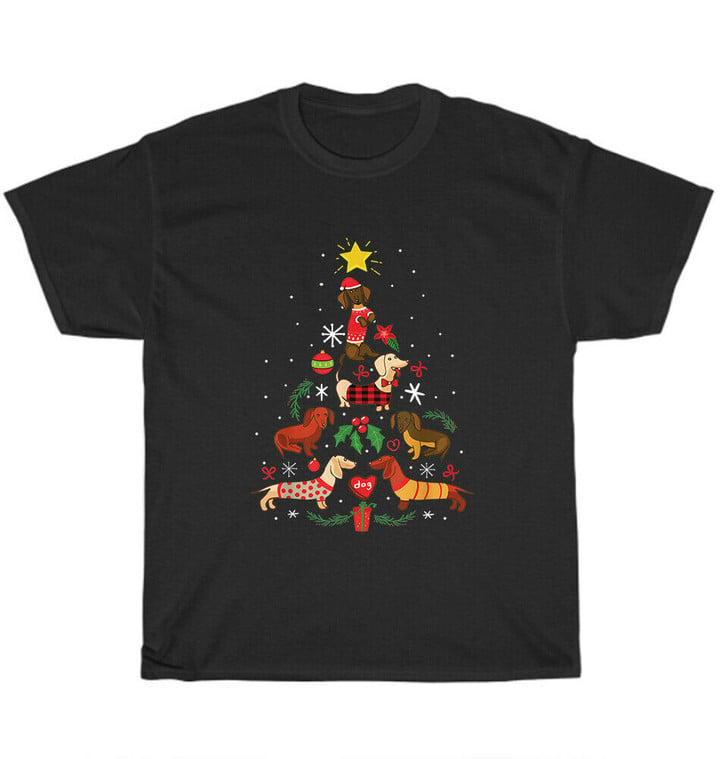 Dachshund Christmas Tree Ornament Decoration T Shirt