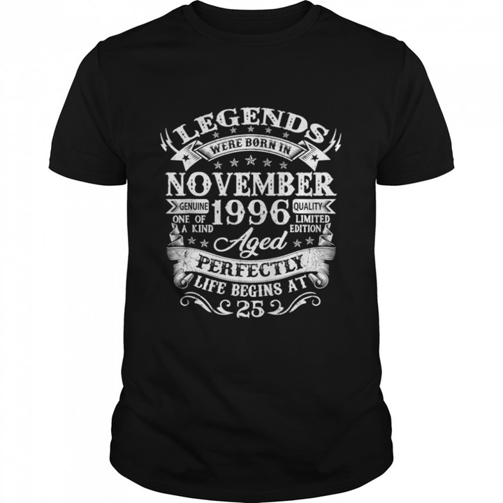 25th Birthday Decoration Legends Were Born In November 1996 shirt, hoodie, sweater, tshirt, clothing