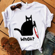 Black Cat What Holding Knife Shirt T shirt