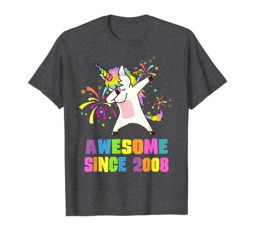 13 Years Old 13th Birthday Awesome Since 2008 Unicorn T-Shirt