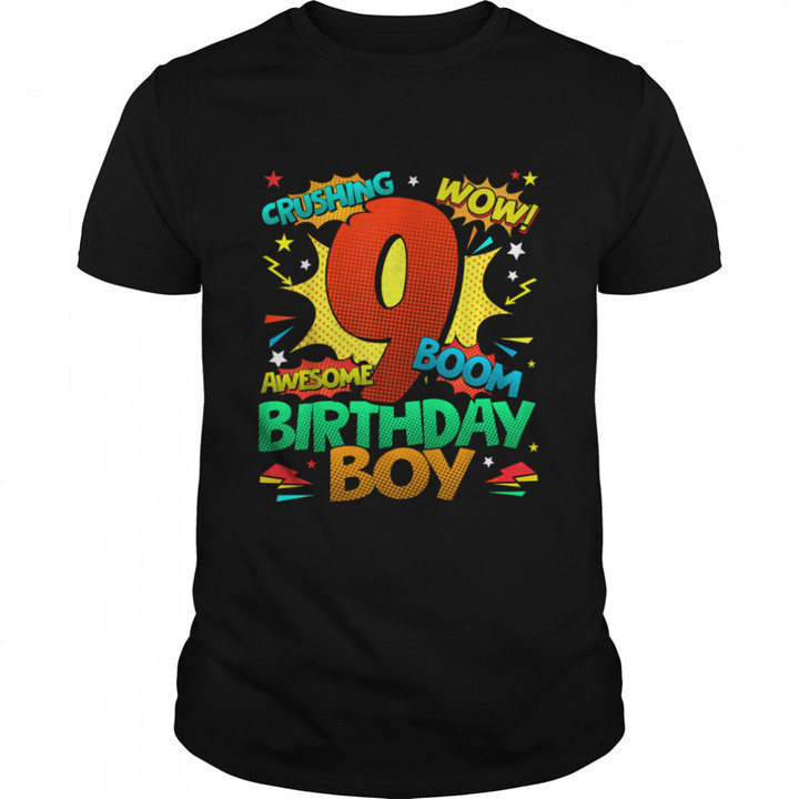 9th Birthday Kids Comic Style Kids Boys 9th Birthday shirt, hoodie, sweater, tshirt, clothing