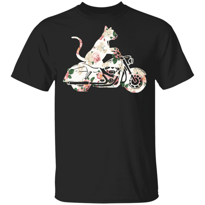 Floral Cat Riding Motorcycle Matching Cat Lover Owner Biker Women Gifts