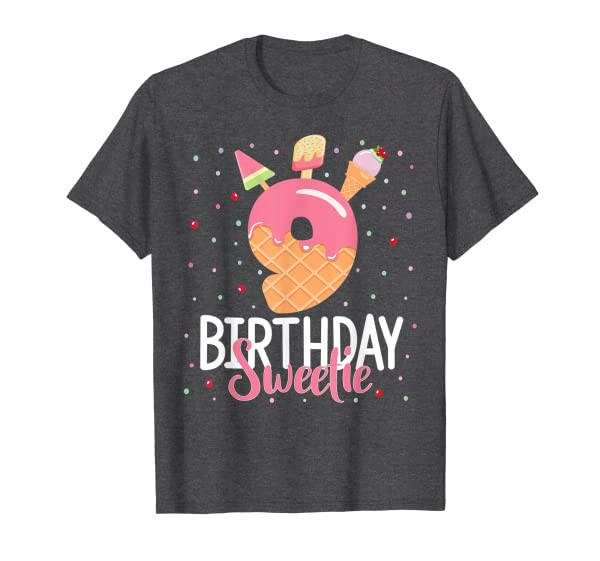 9th Birthday Sweetie Ice Cream Girl 9 Years Old B-day T-Shirt
