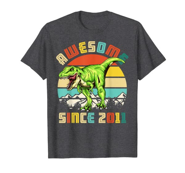9th Birthday Dinosaur 9 Year Old Boy Awesome Since 2011 T-Shirt