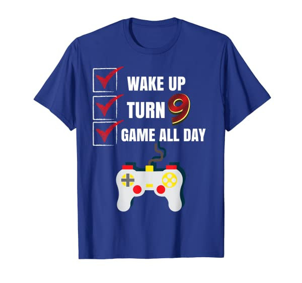 9 Yr Old Game All Day Gamer Birthday Party Shirt Outfit Gift