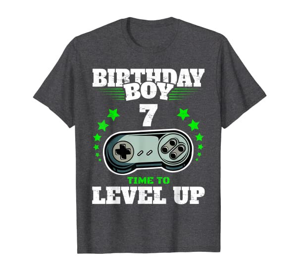 7th Birthday Boy Time to Level Up 7 Years Old Boys Gamer T-Shirt