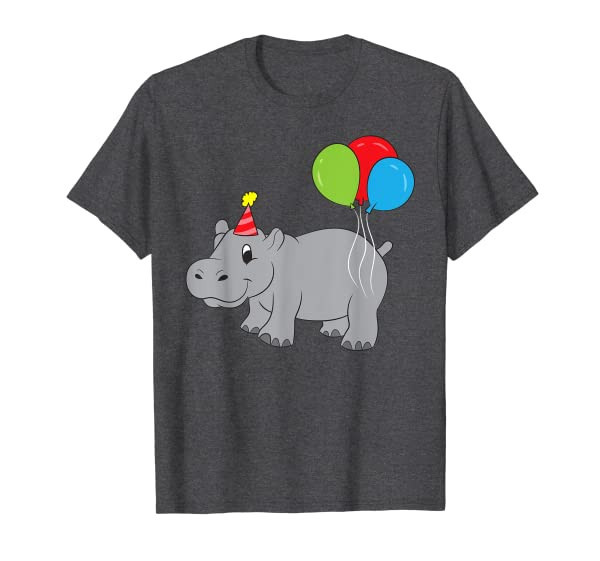 Funny Hippo With Balloon Birthday Hippo T-Shirt