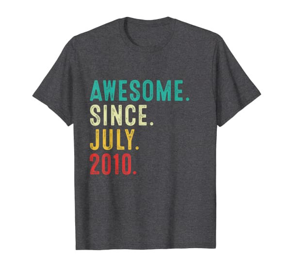 11th Birthday 11 Years Old Vintage Awesome Since July 2010 T-Shirt